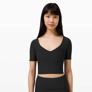 Lululemon Black Ribbed Contoured V-Neck Yoga Short Sleeve 4